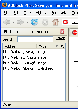 Adblock Plus 0.7.5+ - move list of blockable items