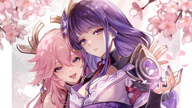 Yae Miko and Shogun Raiden Roblox Wallpaper