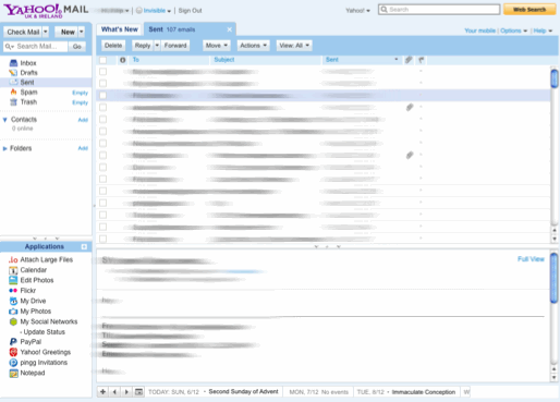 YahooMail (Ajax) - Truly adfree means no adbar