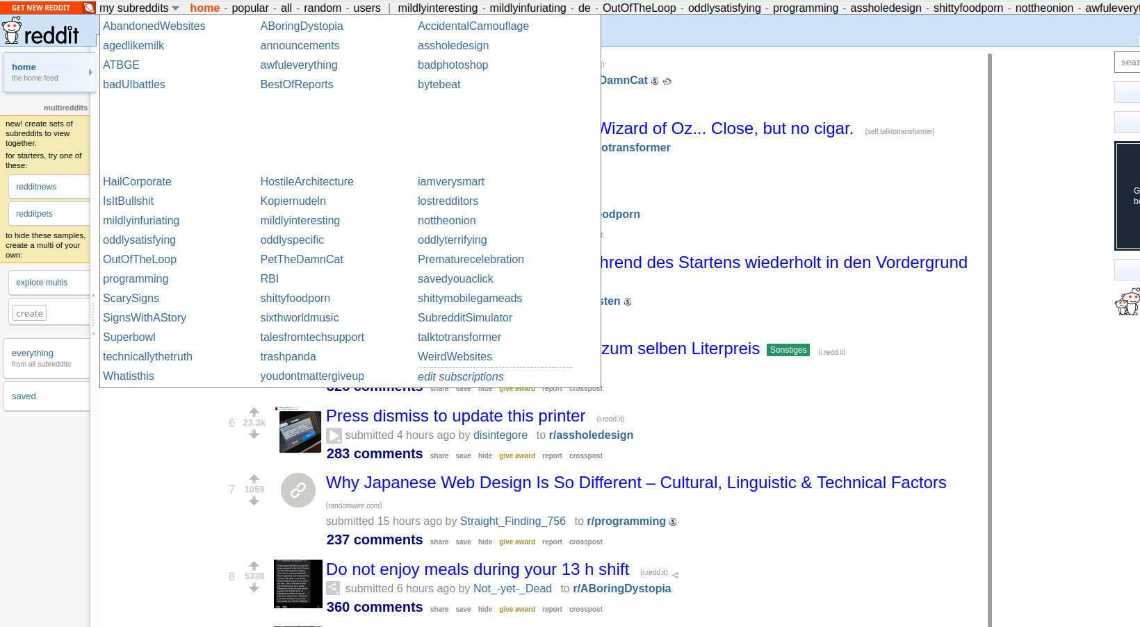 Old Reddit with larger fonts for desktop