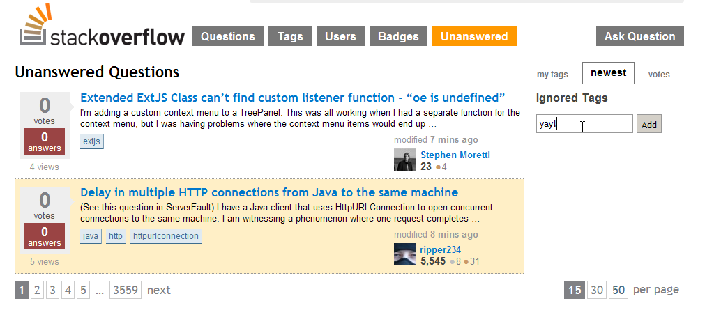 StackOverflow - Useful Sidebar