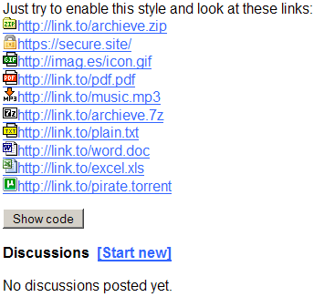 Direct links icon indicator