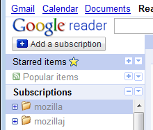 Google Reader - Minimal menu for Starred, Popular