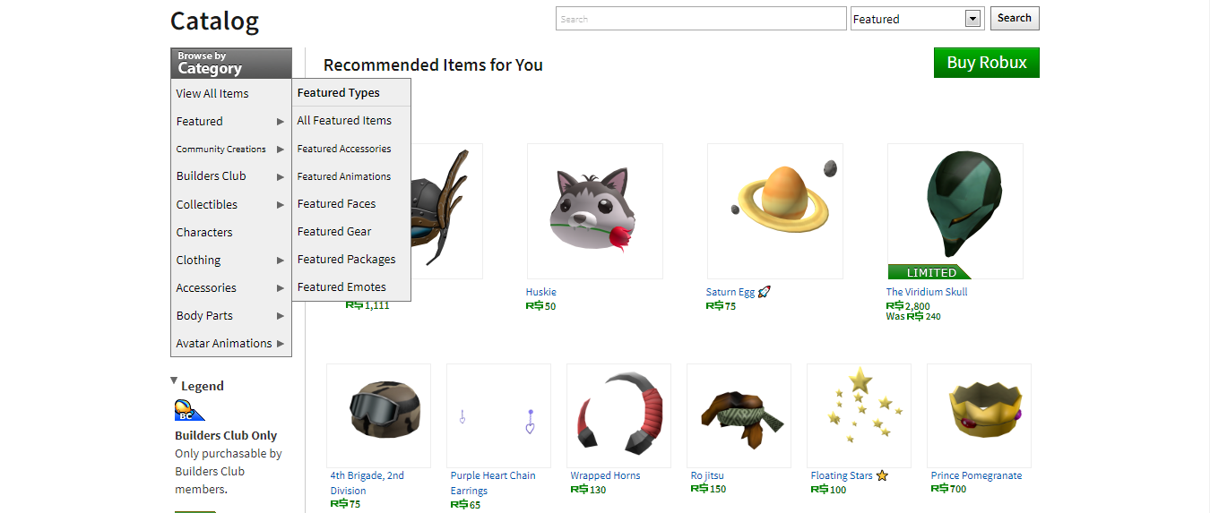 ROBLOX 2016 Catalog Page Reconstruct