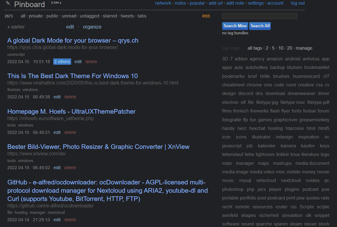 Pinboard.in Dark Mode
