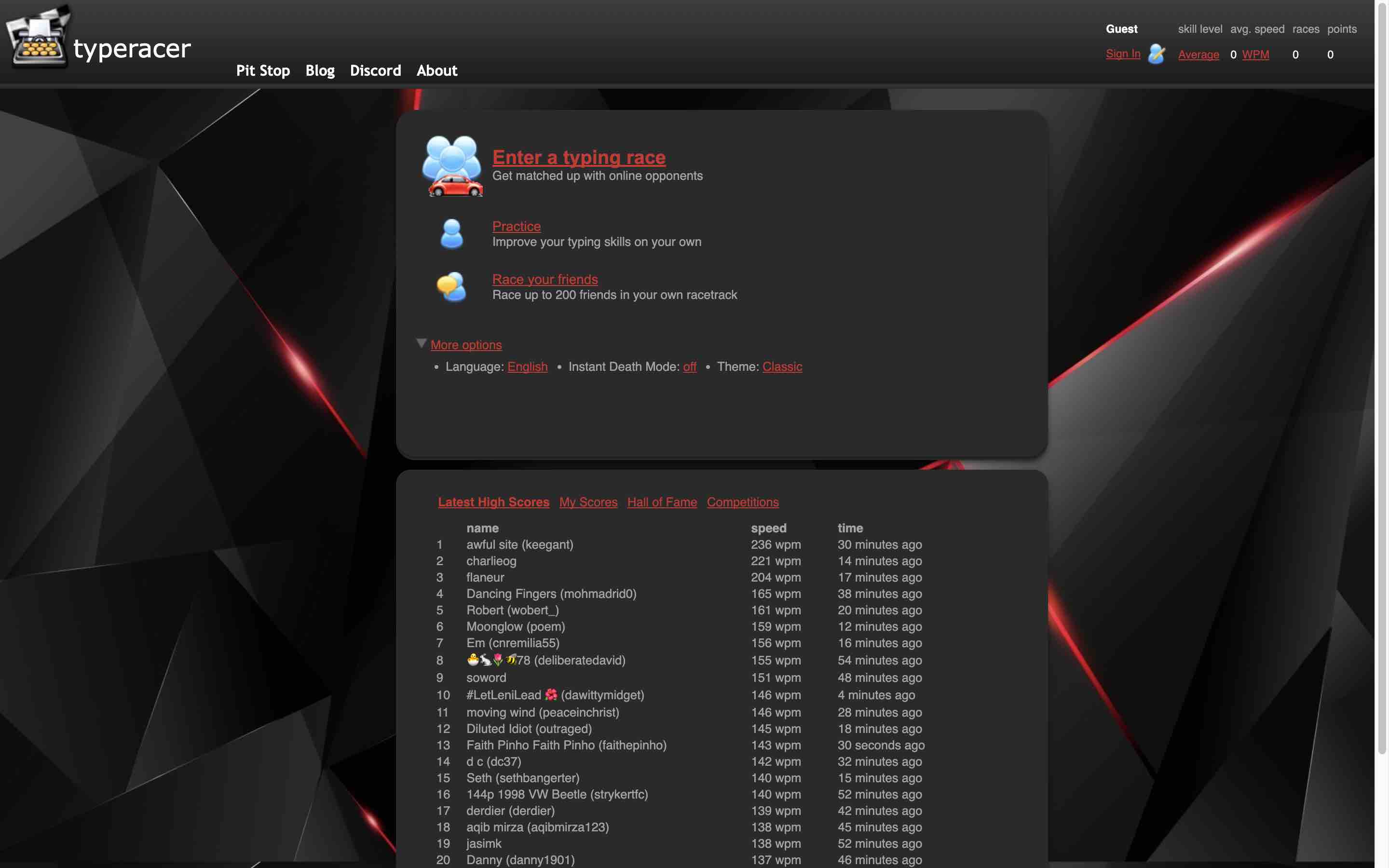 Typeracer - Red Shards