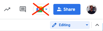 Hide Google Meet button in Docs