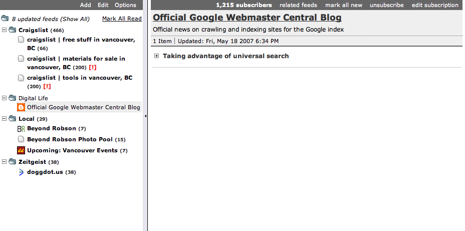 Bloglines Efficient