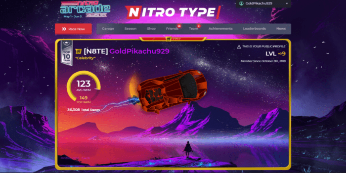 Nitro Type Neon Space Theme