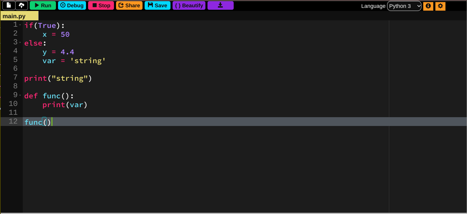 Online GDB Monokai theme