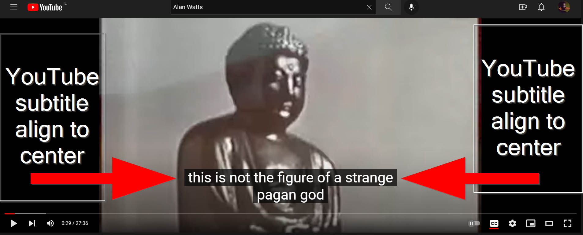YouTube Subtitle align to Center