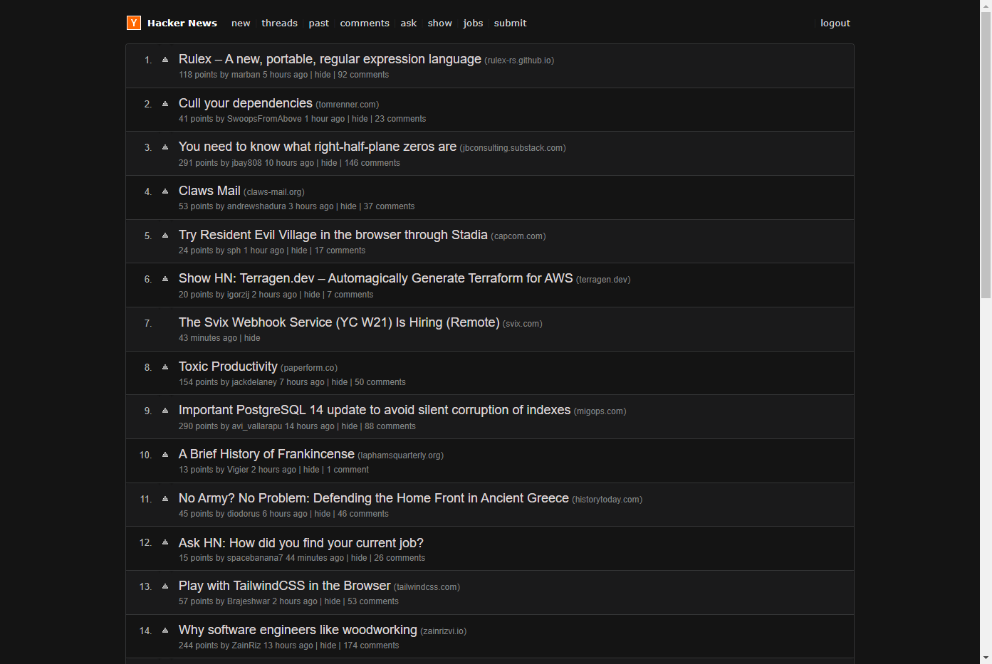 Hacker News Dark Mode (Reddit Style)