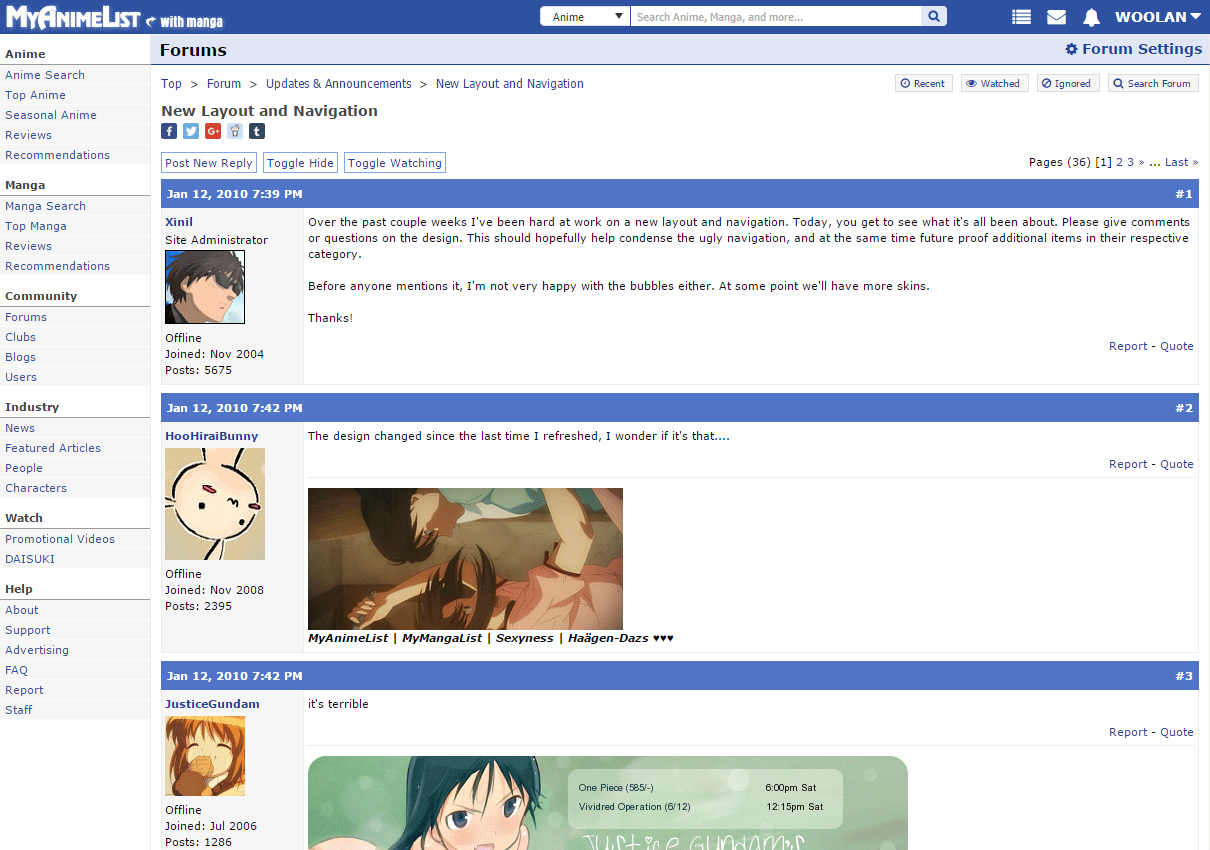 MyAnimeList Old Navigation (Sidebar)