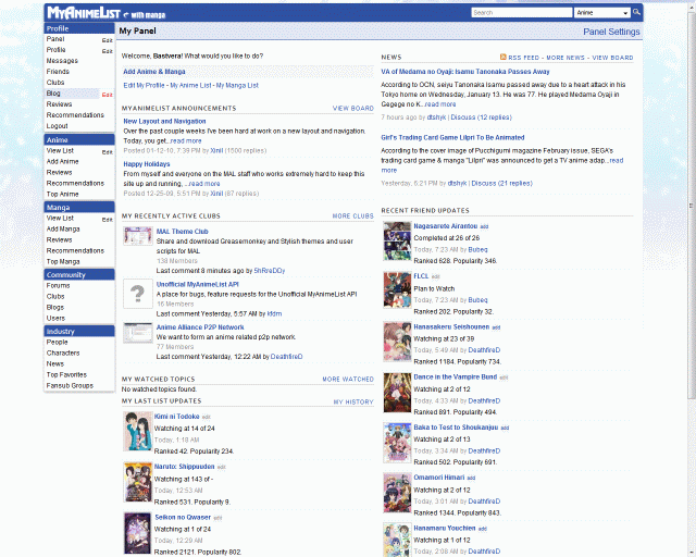 MyAnimeList.net - SideNav Theme
