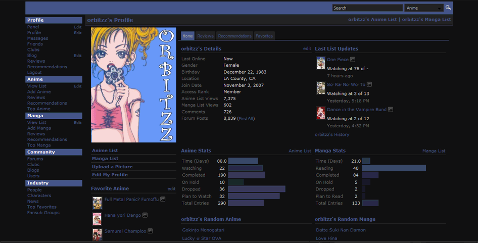 Night MAL Sidebar