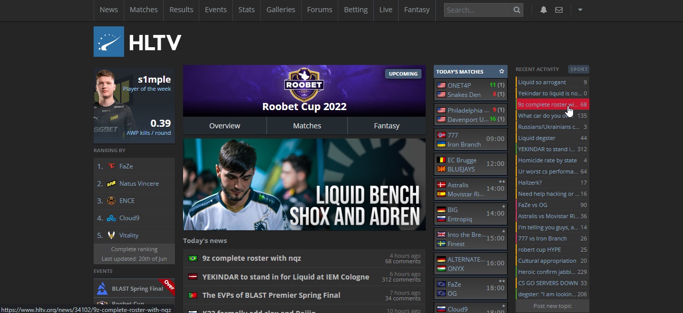 Hltv real dark theme + Adblocker