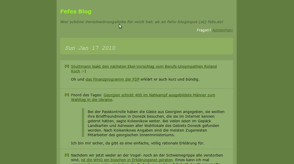 Fefes Blog - Lesbarkeit und gediegene Farben