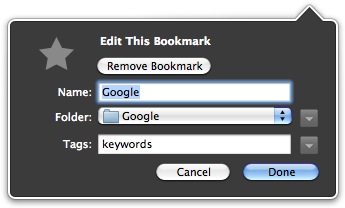 Snow Leopard bookmark panel