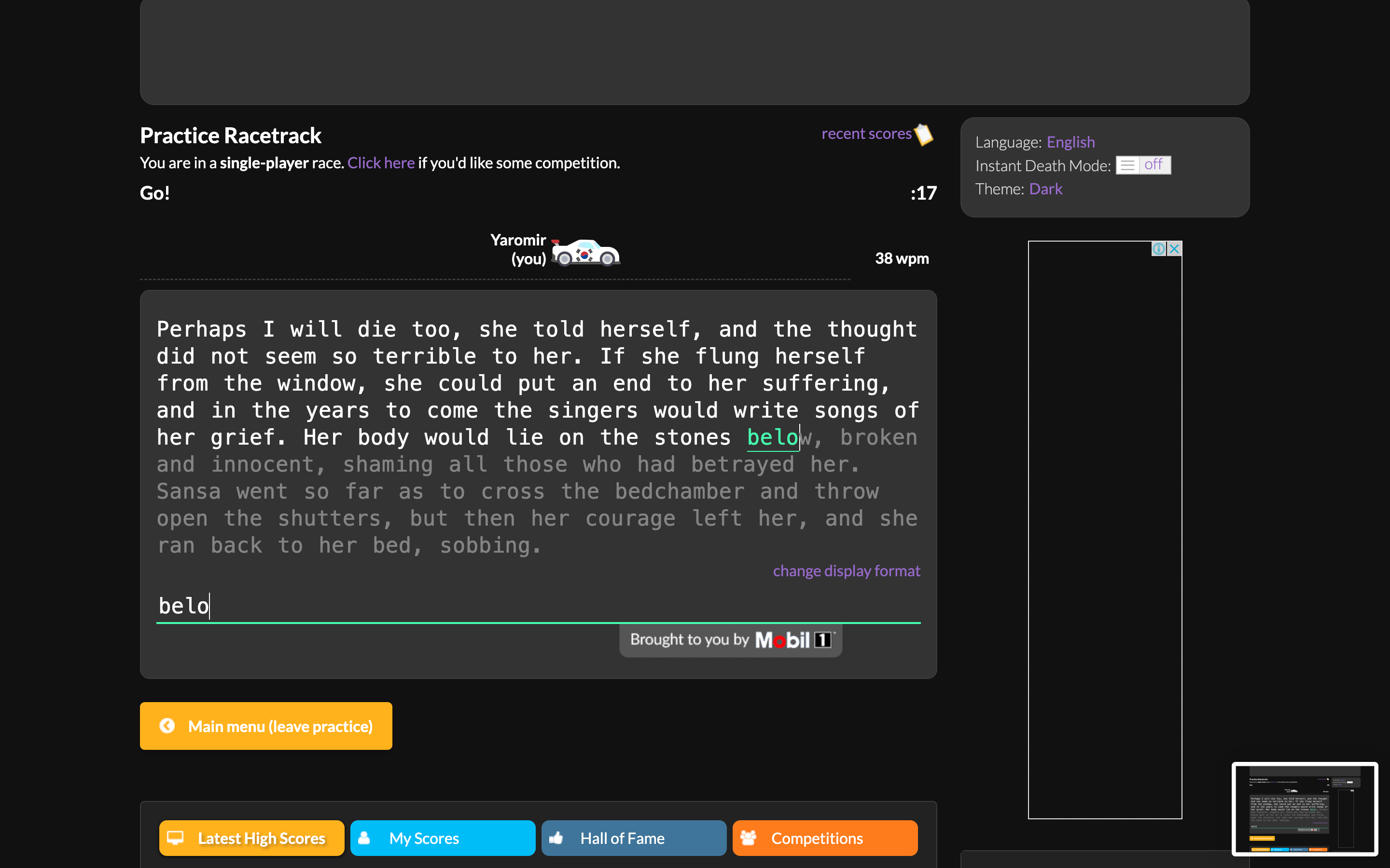 Typeracer customizable theme
