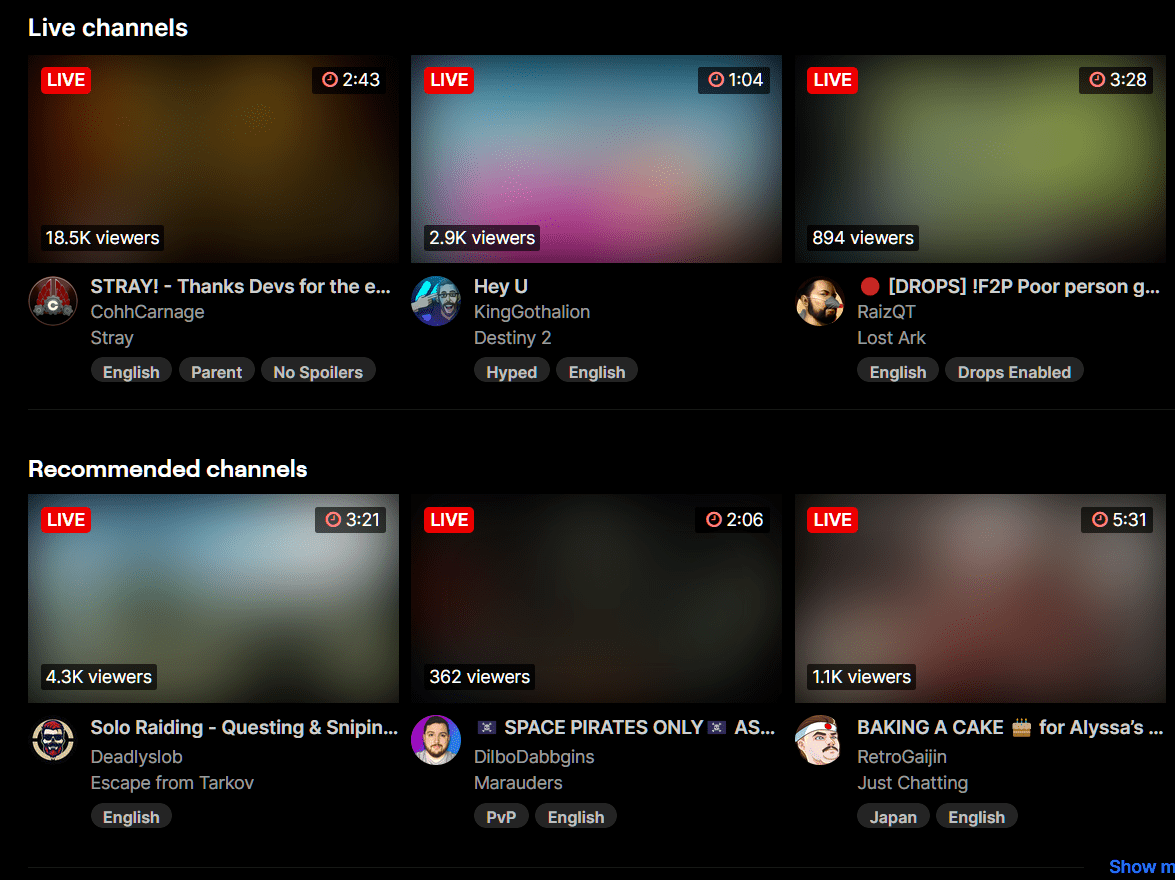Twitch - Blur Thumbnails to avoid spoilers