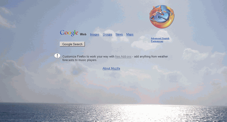 Beach view Google home page