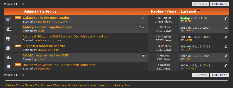 GalaxyZoo forum, fixup