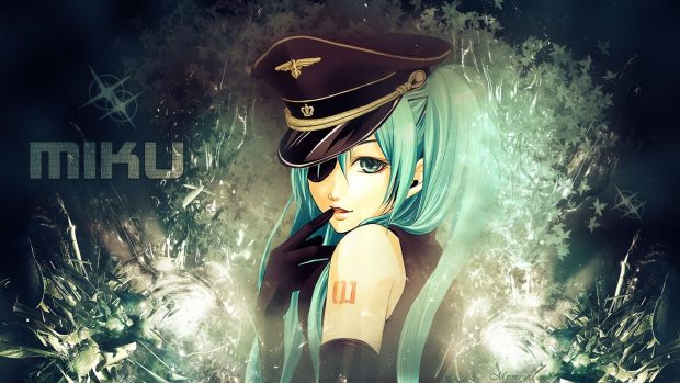 Hatsune with Green Background