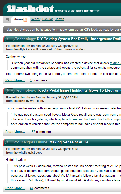 Slashdot - Remove Share Links