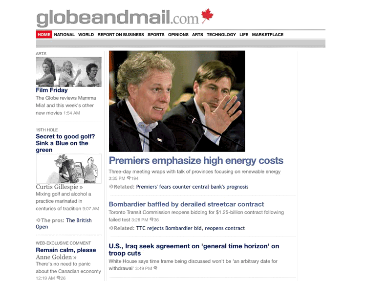 Globe & Mail | Clean and Readable 2008