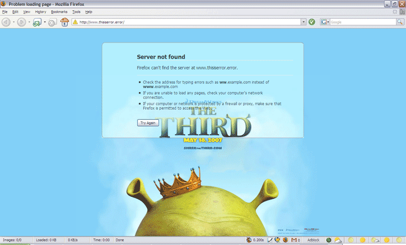 About:NetError - Shrek the Third