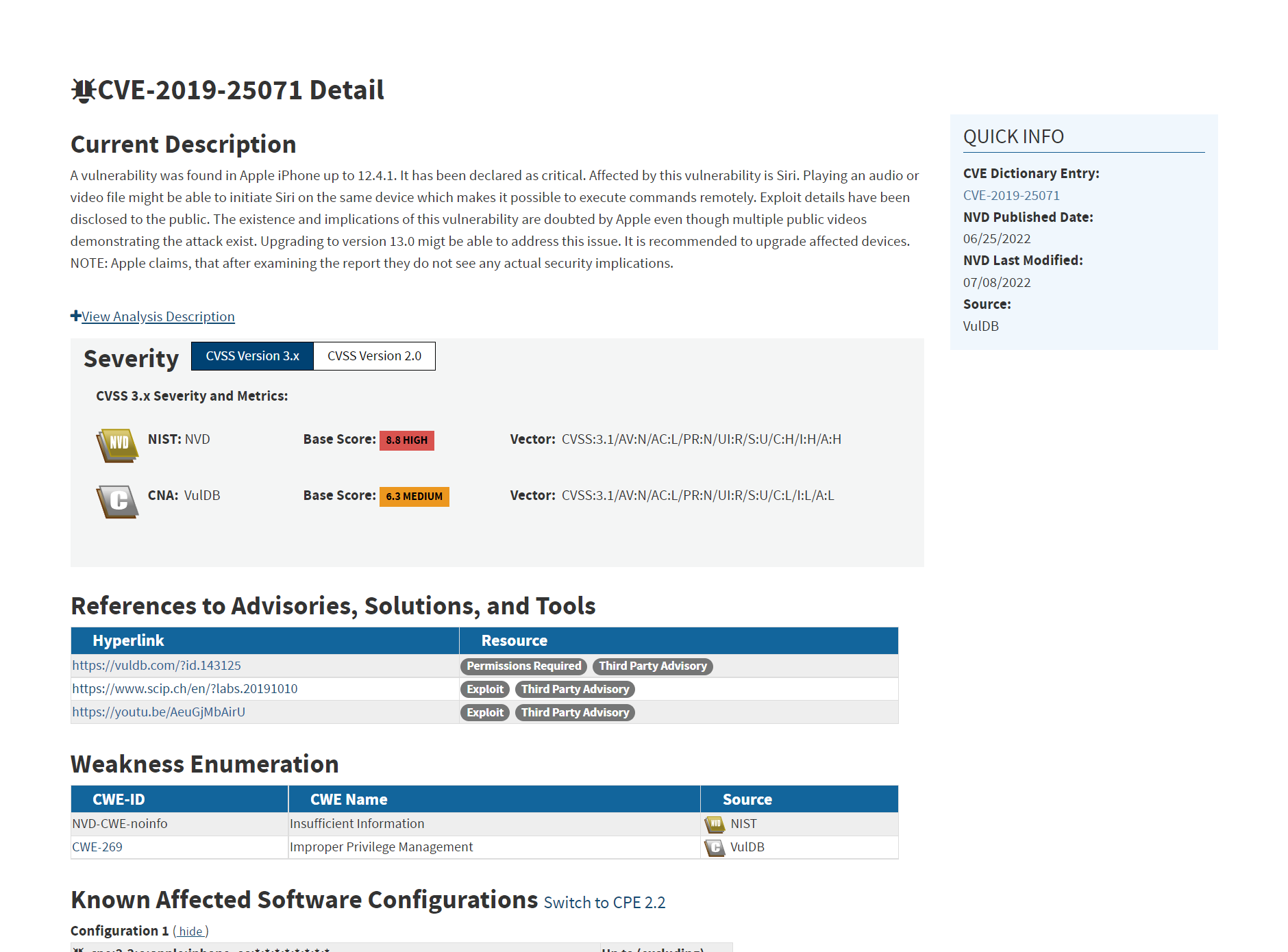 NIST NVD Minify