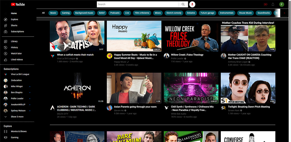 YouTube Dark/Black Theme