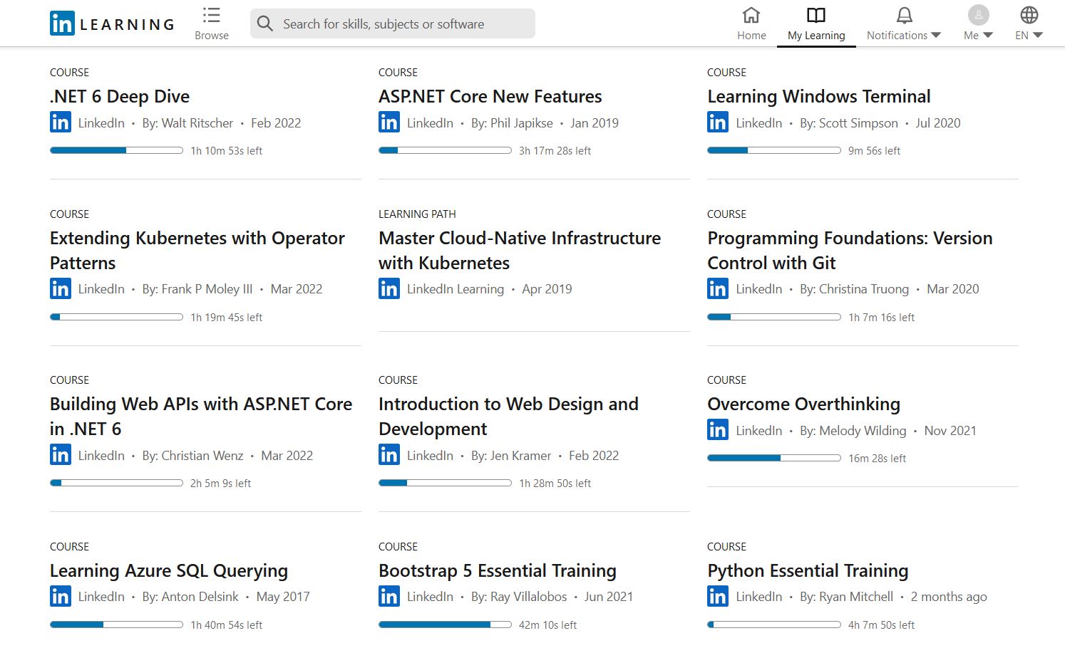 Linkedin course 50% screen
