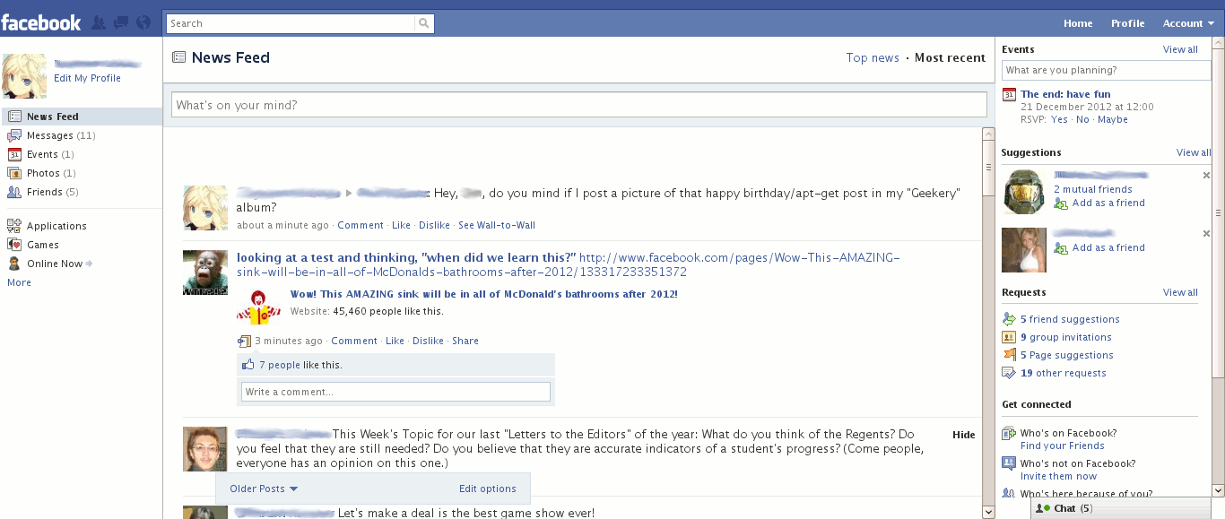 Facebook: Better(?) site layout
