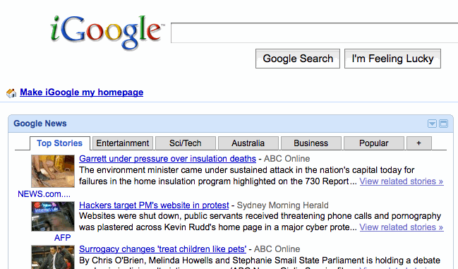iGoogle Wider Second Column