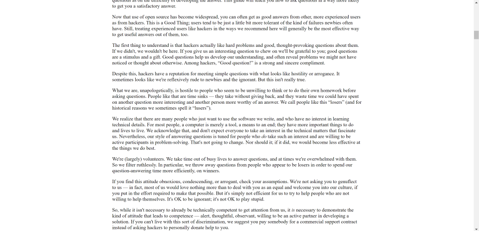 Increased Readability for Eric Raymond's FAQ