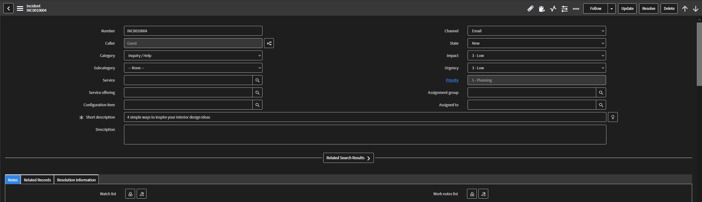 ServiceNow VSDark Theme
