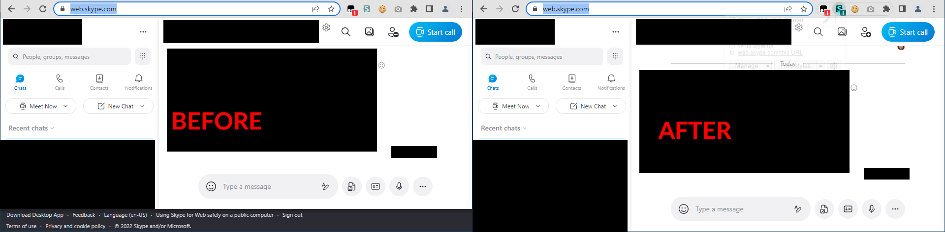 Skype Web Hide Footer