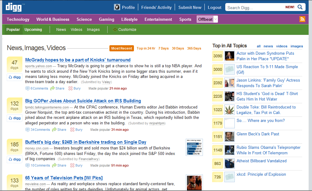 digg 2010 RETRO - Simple Clean Adless Design
