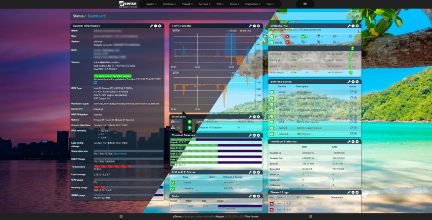 pfSense Auto Light/Dark Transparent Frosted
