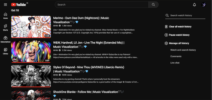 YouTube Better History