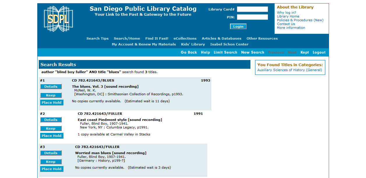 San Diego Public Library Catalog