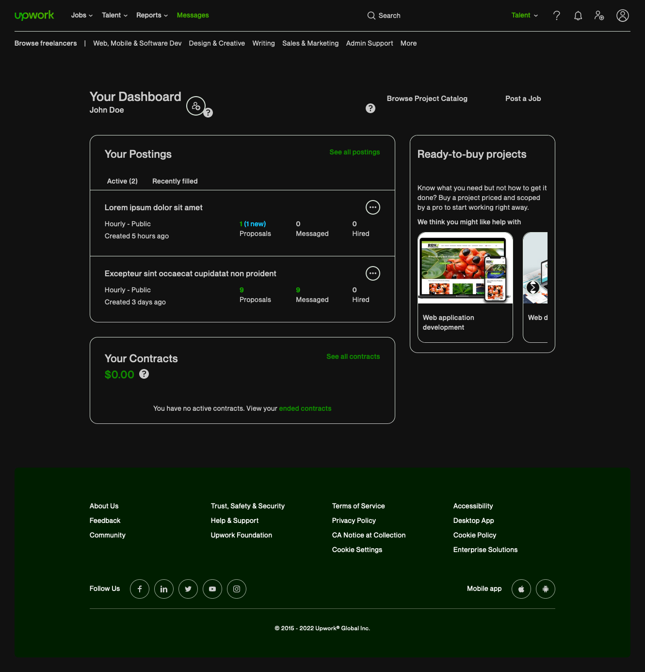 Upwork dark style