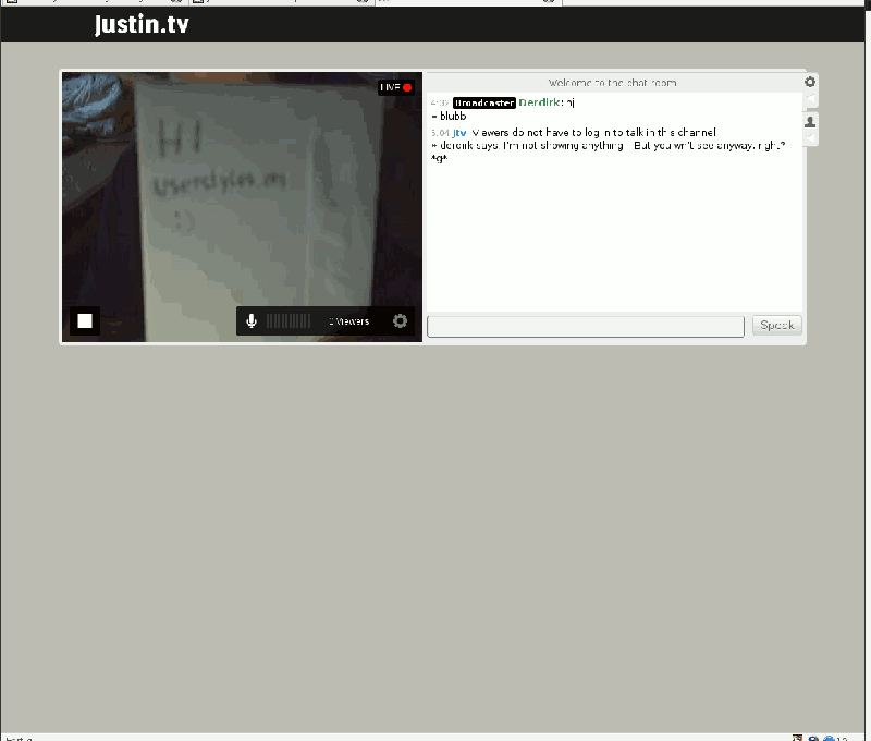 justin.tv - Cleaned Broadcaster View
