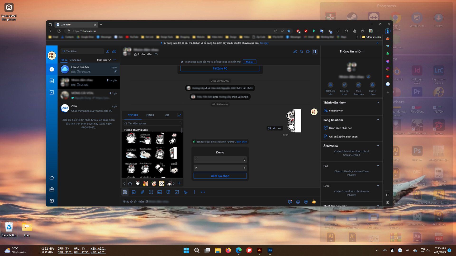 Dark Mode for Zalo Web (2023)