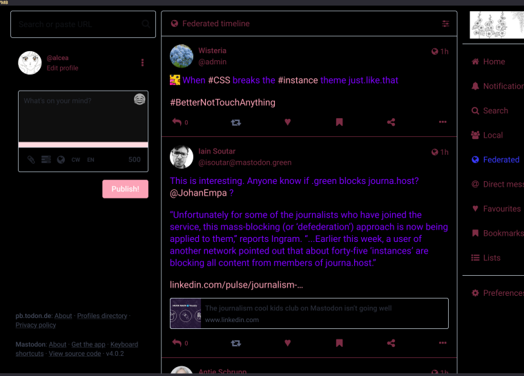 Global CSS auto Darkmode ( Mastodon )