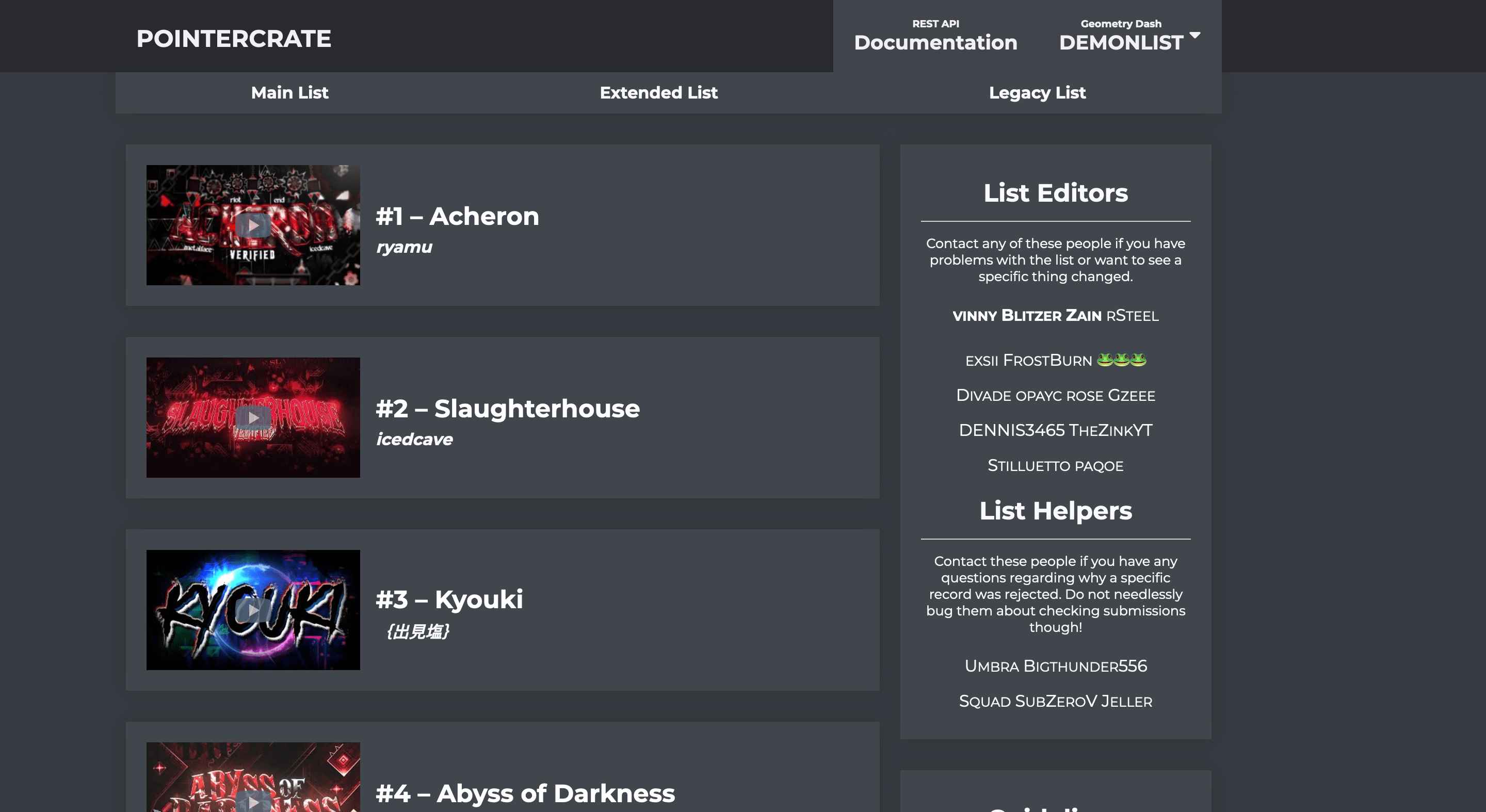 Pointercrate Dark Mode