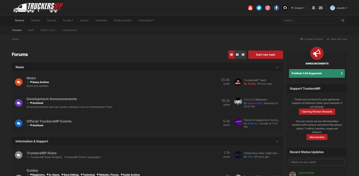 TruckersMP Forum Red Accent (Dark Theme)