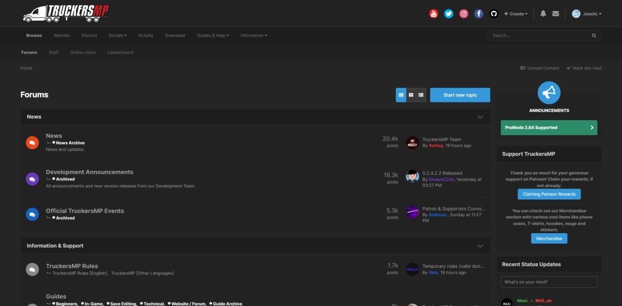TruckersMP Forum Blue Accent (Dark Theme)