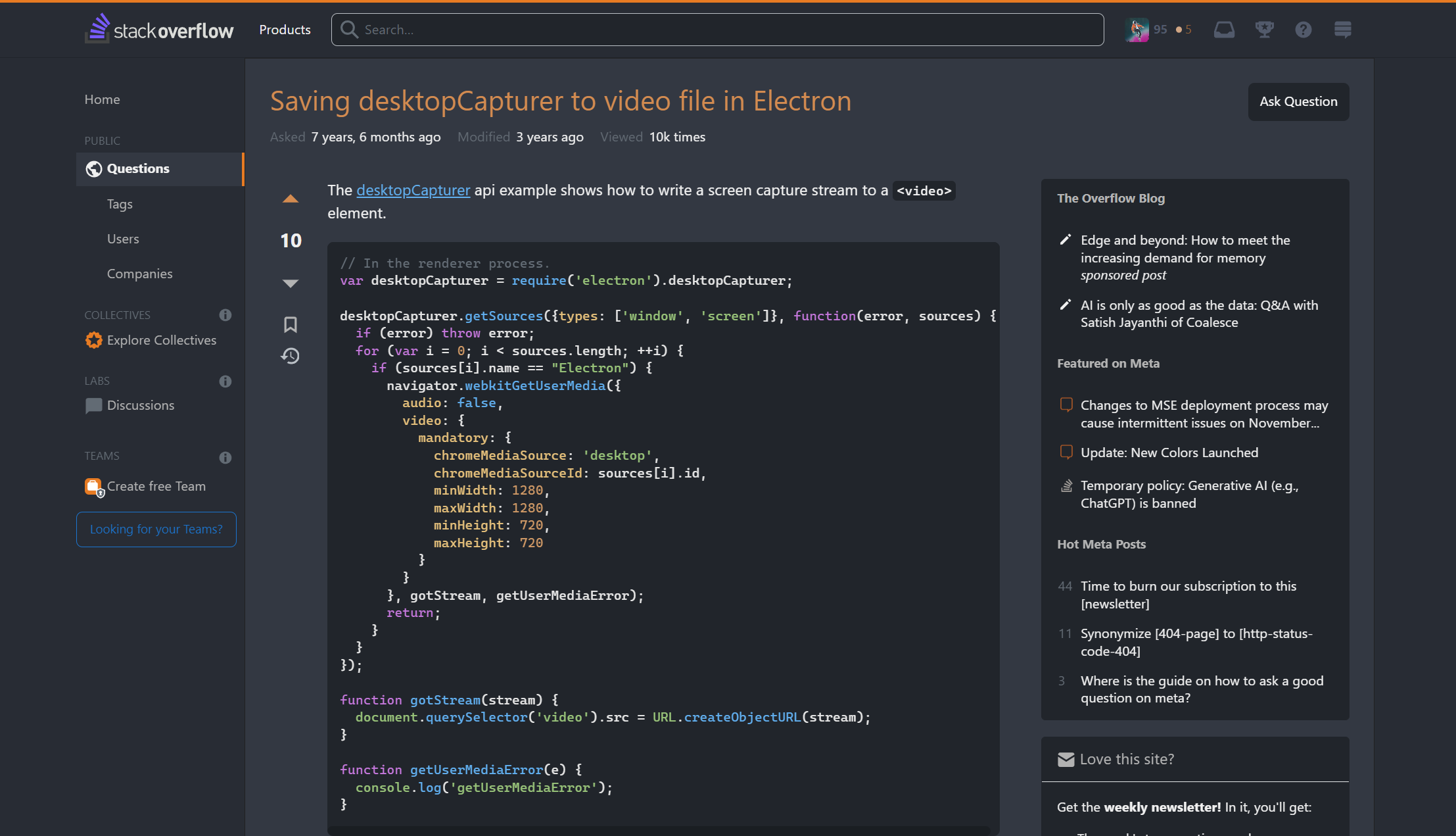 StackOverflow - Atom One Dark